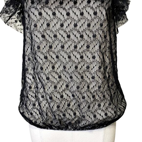 Adorable Lace Gothic Ruffle Square Neckline Tube Top Whimsygoth Emo - Picture 10 of 11